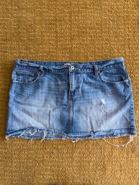 Old Navy Light Blue Distressed Denim Mini Skirt